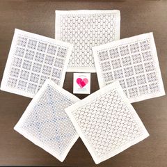 【福祉施設制作】木の実りんご作　刺し子ふきん 「さしこのフキン　5枚セット」　NO.3864　P（弐）