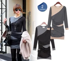 チュニック チュニックワンピース ワンピース ミニワンピース タイトワンピース レディース 長袖 大人可愛い 秋 秋冬 春 きれいめ セクシー 韓国 低身長 黒 ブラック ベージュ