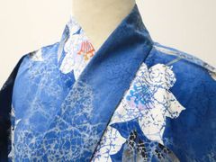 【京松】【着物】 浴衣 コーマ地 花文 身丈約159cm 裄丈約66cm kyo7z04-100