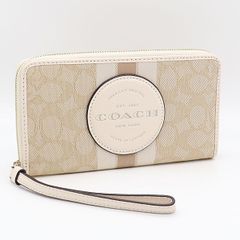 COACH 長財布 ラウンドファスナー リストレット ベージュ レザー