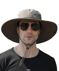 [Lunenon Soleil] つば広ハット サファリハット メンズ 日焼け防止 夏 アウトドア UVカット つば広キャップ 涼しい 大きいサイズ つば広帽子 釣り キャンプ 登山 日よけ 軽量 漁夫帽 折りたた [アーミーグリーン] [Free Size]