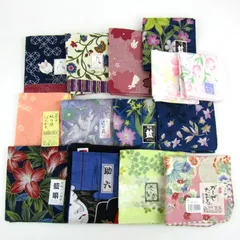 ハンカチ 13点セット 藍染 ガーゼなど 和柄 和小物 まとめて 大量 レディース