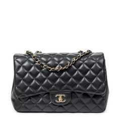CHANEL シャネル ジャンボ クラシック シングル フラップ 黒 キルティングラムスキンレザー A