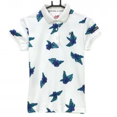 ★値下げ★【美品】マスターバニー 半袖ポロシャツ 白×ブルー 花柄 レディース 0(S) ゴルフウェア MASTER BUNNY EDITION