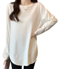 [Dep Club] 毎日着たい極上ゆるトップス ロンt レディース ゆったり ロンティー カットソー 長袖tシャツ チュニック スポーツ 薄手 無地 オーバーサイズ 速乾 春 秋 春秋 春服 (JP, アルファベット, XL, ホワイ [ホワイト] [XL]