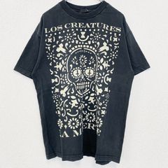 古着 used　NHS　半袖プリントTシャツ　クルーネック　レトロデザイン　骸骨　メキシカンスカル　黒　ブラック　