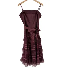 RE204  【タグ付き美品】CATLE CLUB  キャトルクラブ　ティアードキャミワンピース　パーティードレス　フリル　チュール　ボルドー　ワインレッド　レディース　サイズ9号　日本製