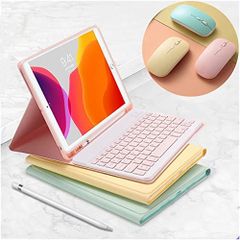 iPadmini6(2021新型)_ピンク マウス付き iPad Mini 6 キーボードケース かわいい キャンディーカラー レディース iPad mini6 2021 8.3インチ 分離式 カラーキーボード ケース カバー アップルペンシル 収納 ペンホル