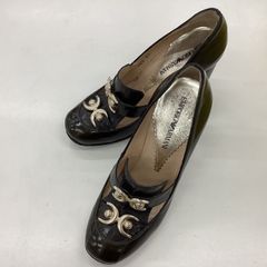 中古 パンプス エンポリオアルマーニ EMPORIO ARMANI XEDB81 牛革 ビット付き  ダークブラウン サイズ35 イタリア製 元箱付き MS0004