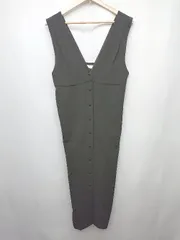 ◇ SENSE OF PLACE by URBAN RESEARCH フロントボタン 膝下丈 ジャンパースカート サイズONE ブラック レディース P  【1402270015811】