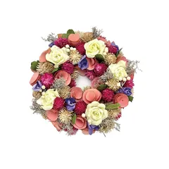 【新品】 ［ 2025年 mamawreath C ］フラワーリース 母の日ギフト プレゼント バラ パープル 玄関ドア 玄関 リース 永遠の意味 Mサイズ:25cm(直径)×6cm(厚み) (ブーケビオレ (CXO-17S)) 0