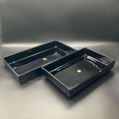 ★未使用品★水盤 陶器 生け花 峯月 スイバン 黒 長方形 2個セット★