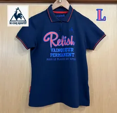 ルコックスポルティフ le coq sportif GOLF ポロシャツ ロゴ刺繍 プリント 速乾 ネイビー 紺  L  レディース