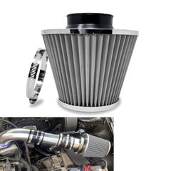 スピード発送 汎用 エアクリーナー ステンメッシュ エアフィルター 75mm (76mm) 車 オートバイ ボート等 社外 エアフィルター エアクリ キノコ型 グレー 洗える 【シルバー/大】
