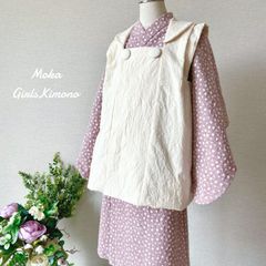 3歳お着物＆被布エプロンセット 花柄×レッド ハンドメイド - moka