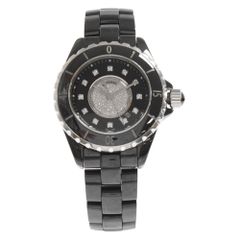 CHANEL (シャネル) J12 33MM H2122 セラミック センターダイヤ パヴェ 12Pダイヤモンド レディース 腕時計 ブラック クォーツ
