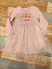メゾピアノ　くまちゃん　ピンク　長袖ワンピース