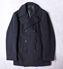 【U.S.NAVY】60s 米軍 ビンテージ ピーコート ウールカルゼ ポケットコーデュロイ ダークブルー 36R DSA-1-8223