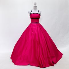 カラードレス　中古　ショッキングピンク×ブラック　9号TT　結婚式　演奏会　ステージドレス　撮影衣装　C-257
