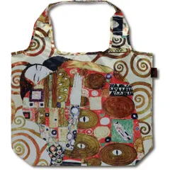 バッグ 名画クーラーエコバッグ（クリムト「抱擁」） ゆうパケット 軽量 折り畳み 保冷 内ポケット マチ付 大容量 肩掛け 軽い ファスナー付 ゴムバンド ギフト ショルダー かばん プレゼント 買い物 バッグ ショッピングバッグ 贈り物 Lサイズ