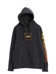 【お得なクーポン配布中!】 ノースフェイス プリント スウェット フード パーカー メンズ M / プルオーバー トレーナー 裏起毛 グラフィック ロゴ 袖プリント 薄手 黒