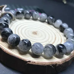 ♤ ♣︎ 黑髮晶 ♧ ♠︎ ブラックルチルクォーツブレスレット☆天然石C12014