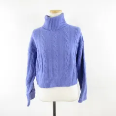 ジーユー GU パフィータッチクロップドタートルネックセーター 長袖 紫 S *A502