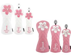 ゴルフヘッドカバー ドライバー DR 用 ウッド FW 用 ユーティリティ UT用カバー　3点セット　桜　サクラ