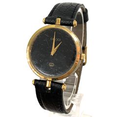 ◆GUCCI◆グッチ 稼働品 シェリーライン 腕時計 ブラック ゴールド