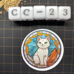 방수 스티커 고양이 스테인드 글라스 스타일 일러스트 멋진 CC-23