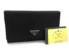 ■新品同様■ PRADA プラダ テスートナイロン 二つ折り 長財布 ウォレット 札入れ 小銭入れ カード入れ レディース ブラック系 FH8057
