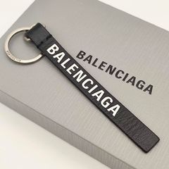 超美品】BALENCIAGA バレンシアガ ロゴキーリング ブラック レザー