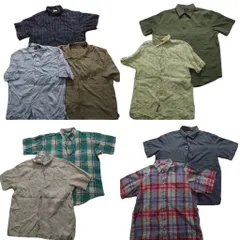 古着卸 まとめ売り チェック柄 半袖シャツ 9枚セット (メンズ XL ) ラウンドカット ボックスカット マドラスチェック 中古 古着 MZ8344