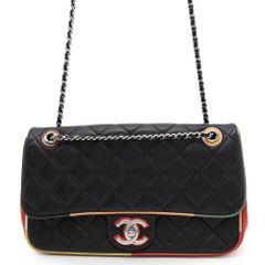 シャネル チェーンショルダーバッグ ココマーク マトラッセ ラムスキン A93691 CHANEL バッグ 黒