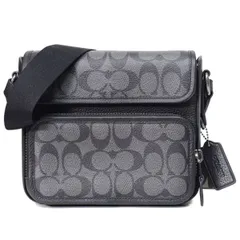 コーチ メンズ バッグ COACH コーティングキャンバス レザー シグネチャー サリバン クロスボディ フラップ メッセンジャー カメラ 斜め掛け ショルダーバッグ ブラック×チャコール C9870