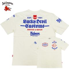 テッドマン Tシャツ メカニック・テディ TEDMAN ラッキーデビルカスタム 半袖Tシャツ エフ商会 TDSS-572 オフホワイト 新品