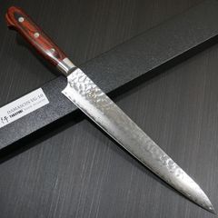 【堺孝行】 包丁 筋引 240mm 33層ダマスカス V金10号 ステンレス 槌目 送料無料 ギフトラッピング対応 7397