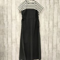 【 classicalelf 】クラシカルエルフ ビスチェドッキングワンピース ボーダー×ブラック L