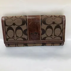 A【COACH】コーチ 長財布 シグネチャー ダークブラウン ジャガード×レザー ブランド財布