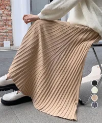 プリーツスカートフレアニットスカート秋冬