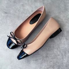 リボンフラットシューズ　ベージュ