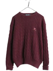 【お得なクーポン配布中!】 90s ポロゴルフ ラルフローレン コットン ケーブル ニット セーター メンズ L 古着 オールド ポロ 長袖ニット ワンポイント クルーネック