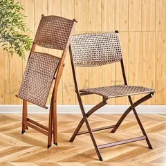 値下げ】藤の椅子 2脚セット アーチ型チェア 中古 値下げ】藤の椅子 2