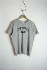 美品 WAREHOUSE＆CO. ウェアハウス セコハン 半袖 Tシャツ ショートスリーブ カットソー 2ND-HAND 2段プリント 灰 サイズM 527P★4