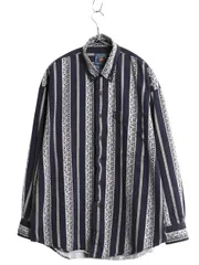 【お得なクーポン配布中!】 80s チャップス ラルフローレン ストライプ 長袖 ボタンダウン シャツ メンズ L / ヴィンテージ ポロ 長袖シャツ ボタニカル マルチカラー