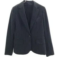 theory セオリー 日本製 ストライプ テーラードジャケット 2 ブラック系 レディース 古着