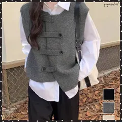 送料無料 ニットベスト前開きノースリーブトップス冬 低身長さん向けレイヤードニットトップス韓国風 レディースニットチョッキ 袖なしニットソー 重ね着セーターアンバランスヘム シンプルニット春秋 体型カバートップス ラウンドネック