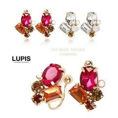 イヤリング ノンホールピアス ビジュー ストーン 痛くなりにくい クリア ローズ ピンク ルピス q423