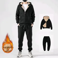 ジャージ 上下セット 即購入OK メンズ 裏ボア アウター ロングパンツ ジップアップ フード付き 防寒 防風 ルームウェア 部屋着 冬用 shaoshan80
