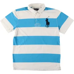 古着 ラルフローレン Ralph Lauren POLO by Ralph Lauren ボーダー柄 半袖 ラガーシャツ レディースL相当/eaa553451